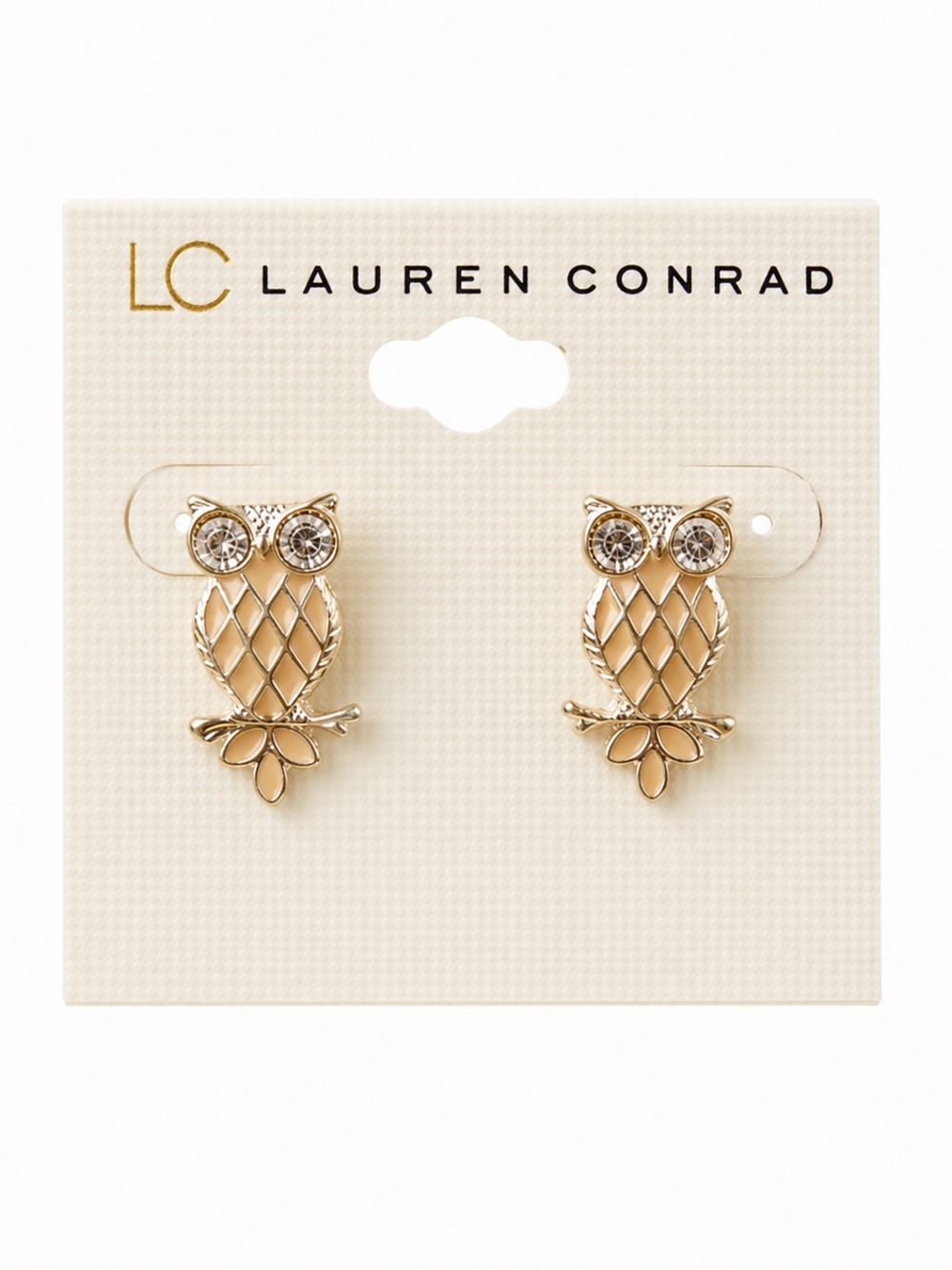Kohl's Gold and Cream Owl Stud Earrings